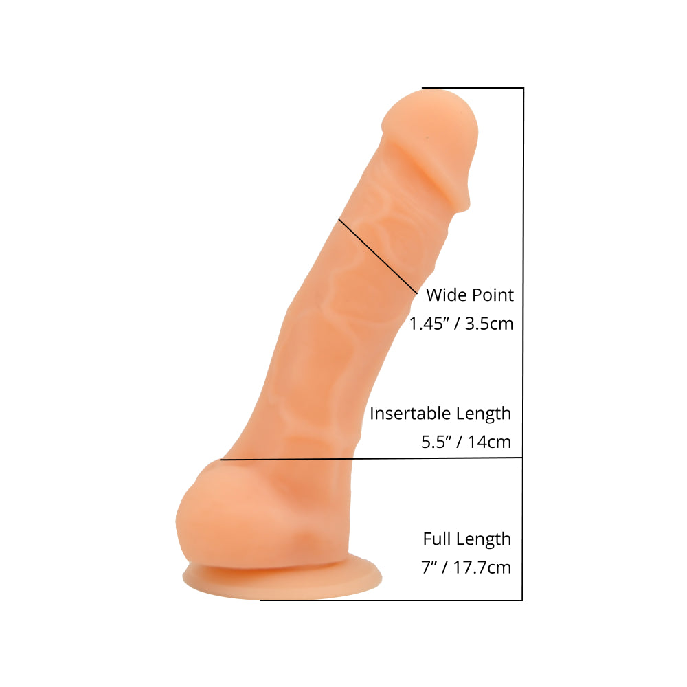 Loving Joy 7 Inch Realistic Silicone Dildo with Suction Cup and Balls