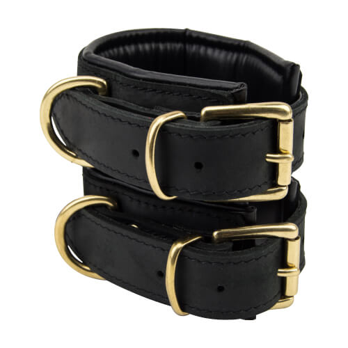 Bound Noir Nubuck Leather Slim Wrist Cuffs