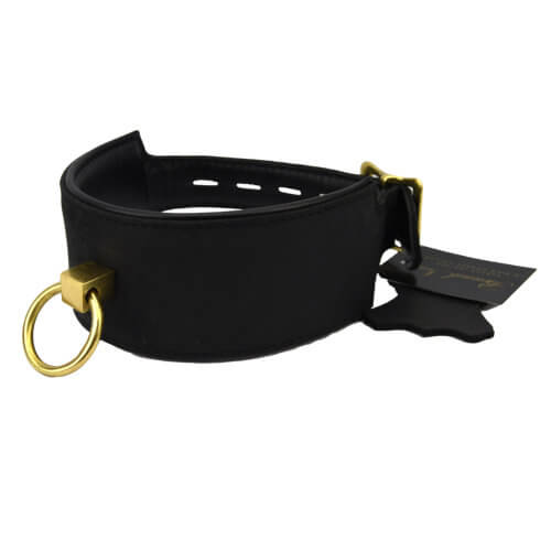 Bound Noir Nubuck Leather Collar with O Ring