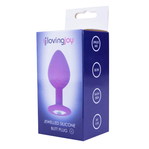 Loving Joy Jewelled Silicone Butt Plug Purple - Medium