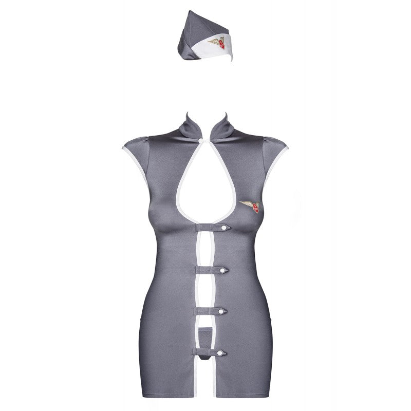 Stewardess Costume - Grey 3pc